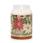 Yankee Candle Metal Poinsettia Large Jar Holder Christmas Decor Wood Base