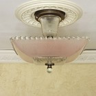 697c Antique Vintage 40 s Hobnail Glass Shade Ceiling Light Fixture Chandelier
