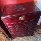 Vintage Wood Oriental Silverware Chest - Standing Cabinet 