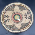 African Hausa Nigerian Shallow Hand Woven Tribal Basket 12 Inch Vintage