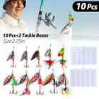 10pcs Fishing Lures Spinnerbaits Bass Trout Salmon Hard Metal Spinner Baits Box