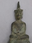 Fine Old Antique Thai Bronze Phra Chai Sitting Buddha Statue Amulet Thailand