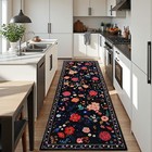 2 6  x8  Black Floral Area Rug For Hallways boho Machine Washable Runner Rugs   