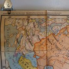 Vintage Linen Backed A j  Nystrom Large Map 52x44 Of Asia  Folds Up Storage