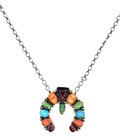 Navajo Mutli Stone Turquoise Spiny Sterling Naja Blossom Necklace