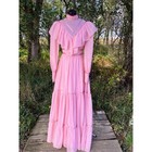 Vintage 1970s Pink Jcpenny Peasant Maxi Dress Size 7 8