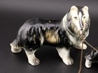 Vintage Collie Dog And Puppy Figures With Chain Japan