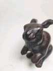 Vintage Lj Japanese Iron Rabbit  Bunny Statue Sculpture Ornament Figurine  Mcm