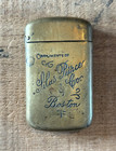 Antique Brass Smoke Pierces Nine Cigars Boston Advertising Match Safe Vesta Case