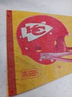 Vtg 1970  Kansas City Chiefs Nfl Pennant Full Size Yellow 2-bar Helmet Felt Flag