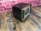 Vintage - 1954 Crosley Vacuum Tube Am Clock Radio Alarm F-25bk Black Gold Tested