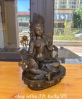 18  Old Tibet Buddhism Bronze Green Tara Guanyin Kwan-yin Bodhisattva Statue