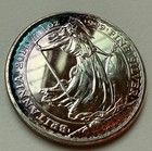 2014 Britannia 1oz  999 Fine Silver Coin Round Elizabeth Ii 2 Pounds- Toning
