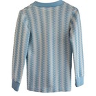 Vintage 70s Cardigan Womens Small Blue Embroidered Mod Preppy Button V-neck
