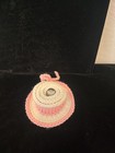 Hand Crocheted Pink   White Hat Pin Cushion W  Metal Thimble