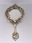 Vintage Emig 1427 Ornate Cast Iron Hand Held Mirror Painted White