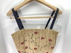 Wrangler Leather Halter Top Women Size Large Beige Floral Suede Embroidered Nwt