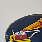 Vintage Hmv Music Record Label Porcelain Enamel Radio Sign Size 8  X 5 