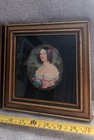 Two Antique Miniature Portraits Victorian Women Original Solid Wood Frames