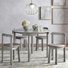 Compact Wood Dining Set 5 Piece Round Gray Kitchen Table Small Space