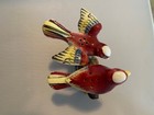 Vintage Handpainted Tropical Birds Salt   Pepper Shacker With Original Bottoms