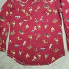 Vtg Handmade Shirt Mens M Pearl Snap Western Elk Grizzly Hunting Cowboy Montana