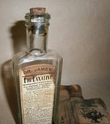 Vintage Dr James Fig Laxative Embossed Glass Bottle Antique Quack Medicine Box
