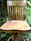 Antique Vintage Industrial Oak Architect Drafting Stool Gunlocke Chair Company