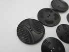 Lot Of 8 Vtg Button 1960s Hard Plastic Black 2-hole 1  To 1 3 4  Carved Relief