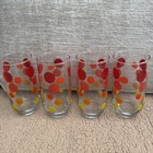 Vintage Mid-century Modern Polka Dot Tumbler Glass-red yellow orange Retro 70   s