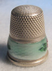 1203 Light Green Enamel Sterling Silver Thimble - German  size 6 