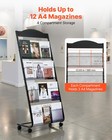 Vevor Brochure Display Rack 4-tier Magazine Literature Display Stand With Wheels