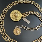 Vintage 80s 90s The Limited Gold Tone Lion Head Chain Link Waist Belt Greek Key
