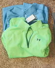 Lot Of 2 Under Armour 1 4 Zip Golf fleece Pullovers Neon Green bright Blue Yxl