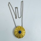 Vtg Estee Lauder Compact Pendant Necklace Gold Tone Blue Stone 24  Solid Perfume