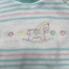 Vtg Girls Toddler Pink Blue Striped Heart Rocking Horse Embroidered 70s 80s 12m