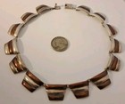 Vintage Modernist Mexico Sterling Silver Copper Mixed Metals Necklace 15 5  Nice