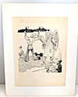 Vintage World War Cartoon Lithograph Art 1940s Cartoon On Board  7 0 X9 5