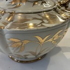 Vintage Sadler Teapot England 2108 Cream With Gold Floral Painting