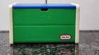 Rare Vtg Little Tikes Dollhouse Green Blue Toy Box Chest Toybox Lid Furniture
