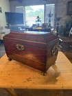 19th Century Georgian Mahogany Veneer Tea Caddy Brass Handle 