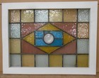 Victorian English Leaded Stained Glass Window Pretty Geometric 21 75  X 18 75 