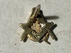Vintage 14k Yellow Gold With Natural Diamond Masonic  Tie Tack 