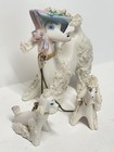 Vintage 1950 s Arnart 3 Piece White Spaghetti Poodle Figurine Set W Puppies