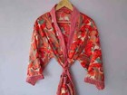 Indian Floral Printed 100  Cotton Robe Long Kimono Sleepwear Night Kimono Dress