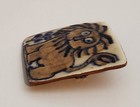 Vintage Karin Og Aase Denmark Ceramic Lion Brooch Mcm