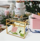 Gold Glass Wedding Card Box Envelope Holder W  Slot   Feet Party Centerpiece