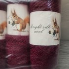 Bright Silk Wool Burgundy Yarn 6 Skeins 450g Total Soft Fuzzy Polyester Knit