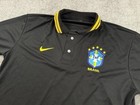 Nike Brasil Cbf Football soccer Polo Shirt Men   s L Black Rare Htf Home
