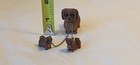 Handcarved Wooden Mother Dog And Puppies On Leash Pekingese Shih Tzu